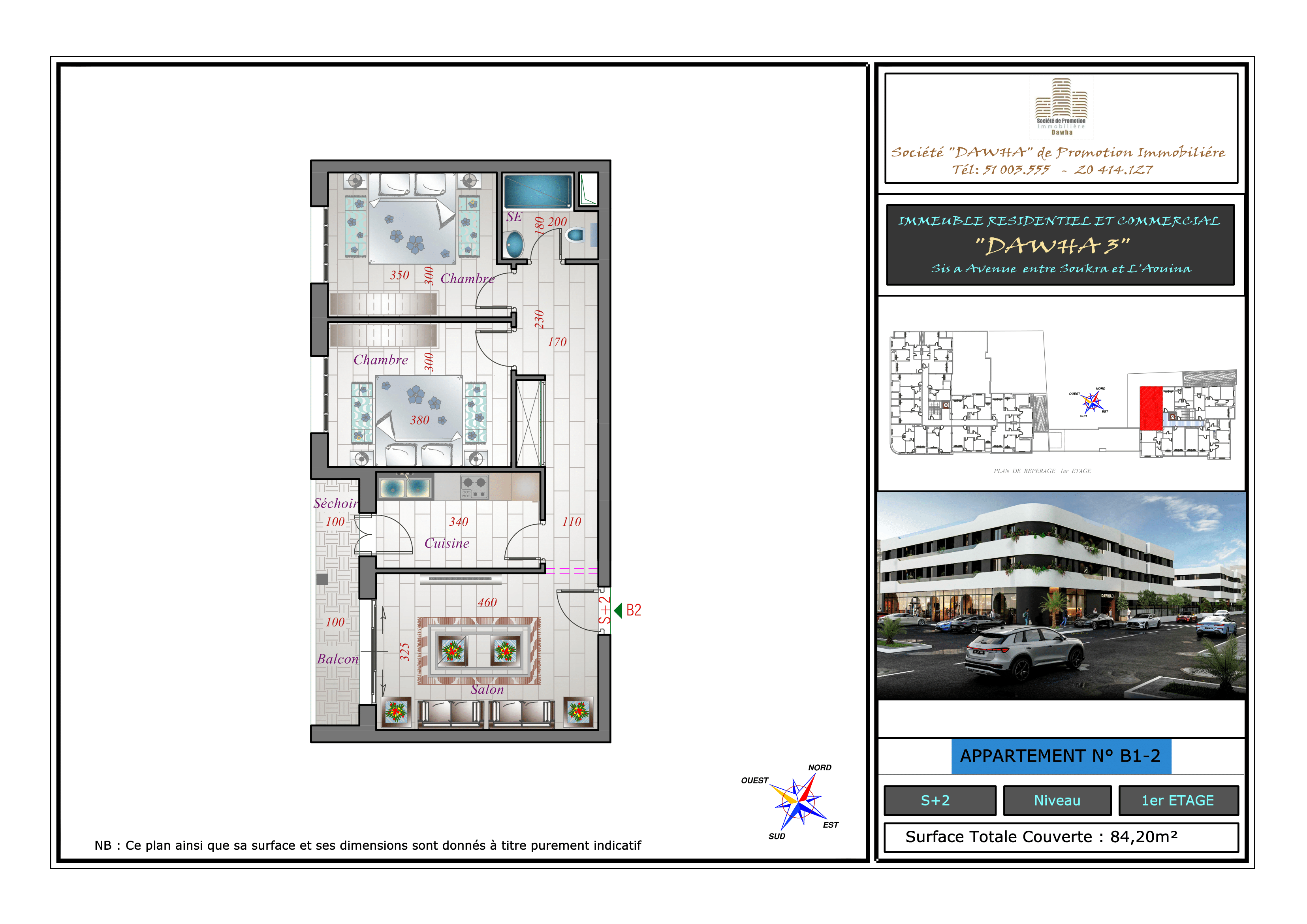 Appartement B1-2 : S+2