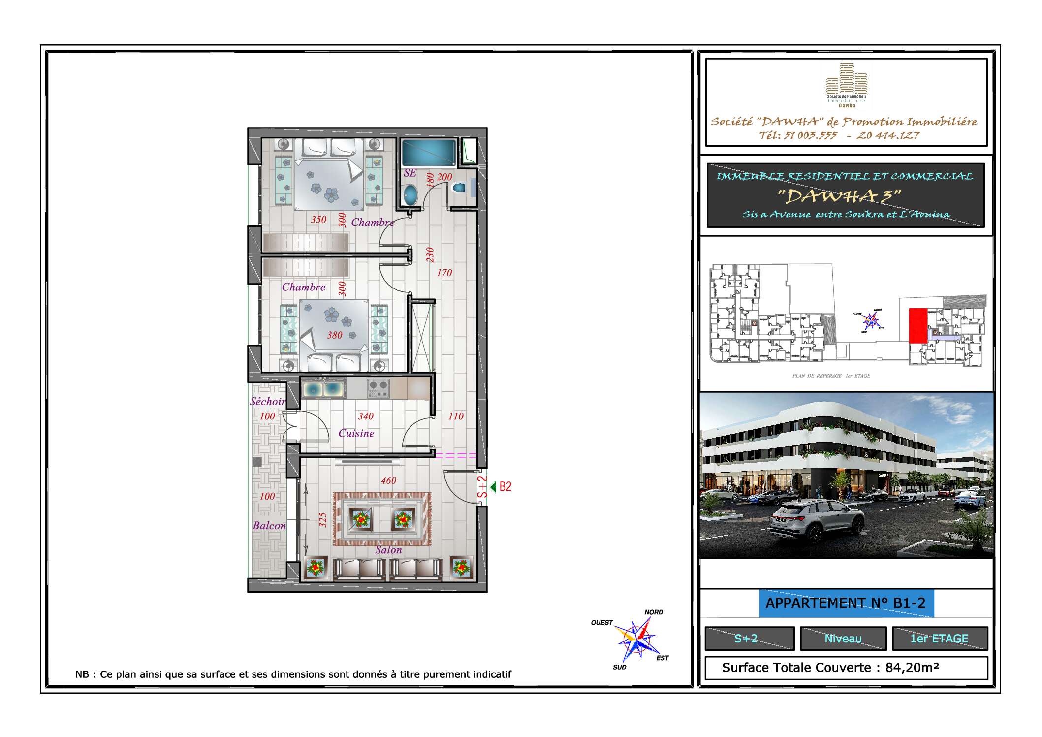 Appartement B1-2 : S+2