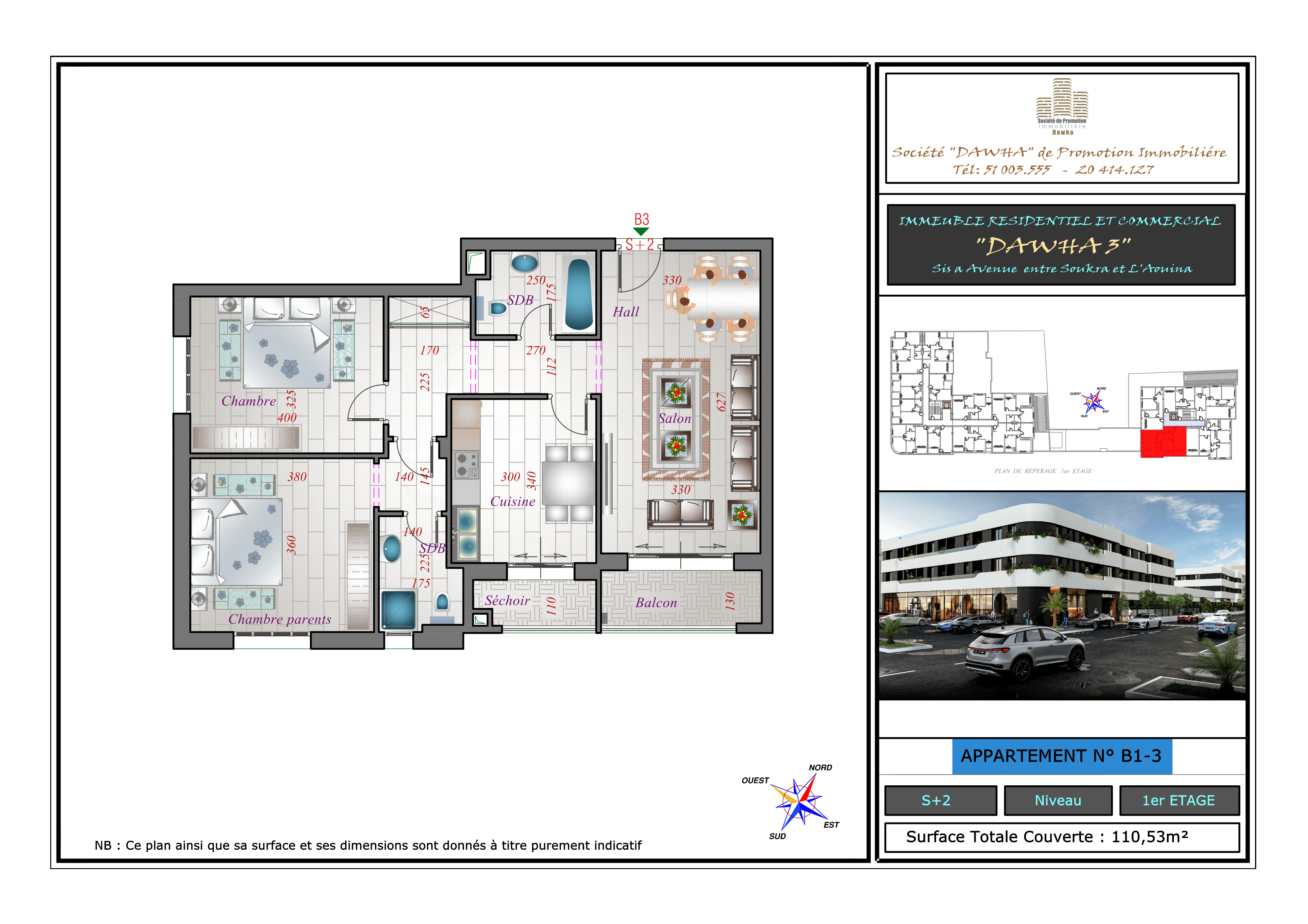 Appartement B1-3 : S+2