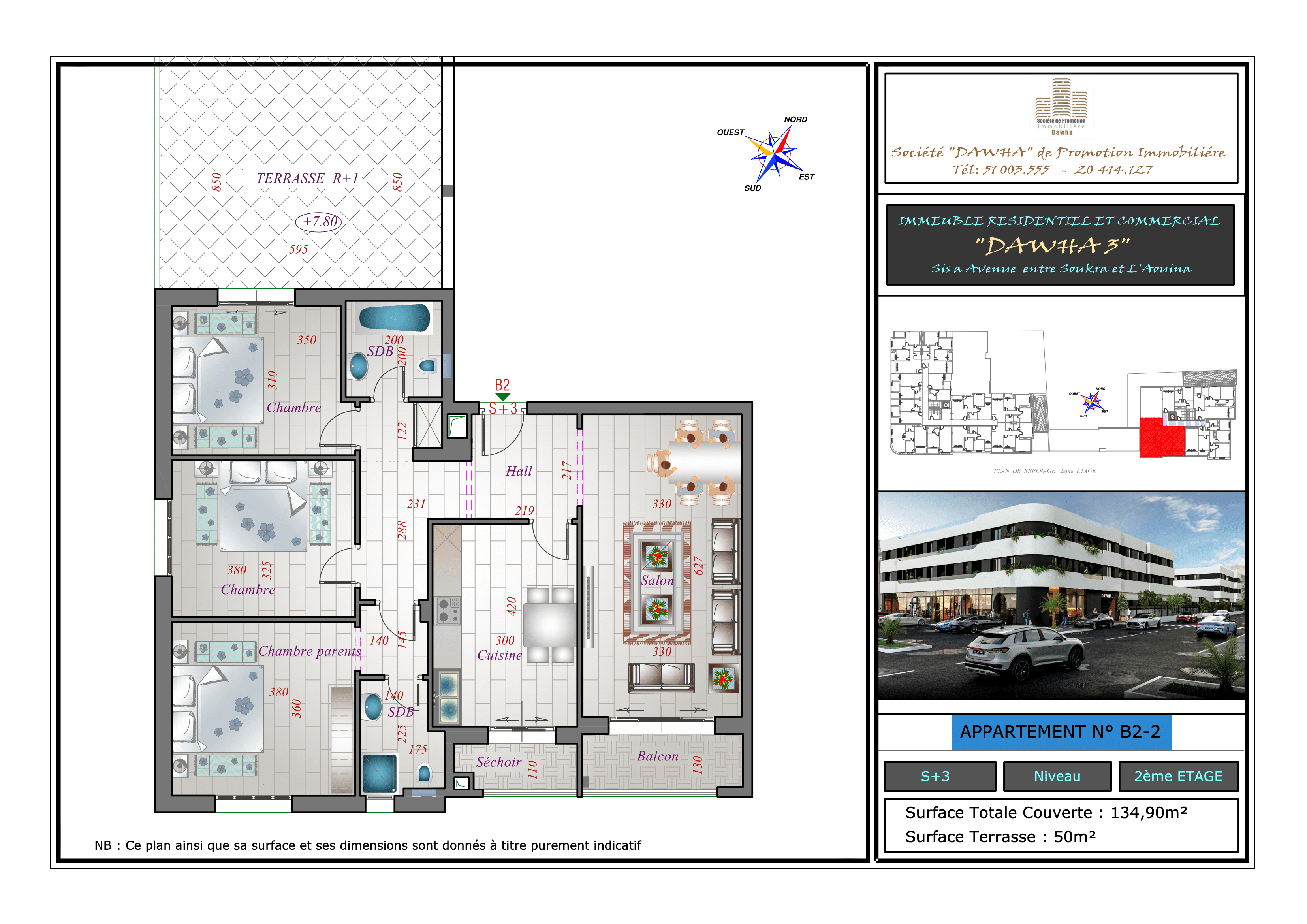 Appartement B2-2: S+3