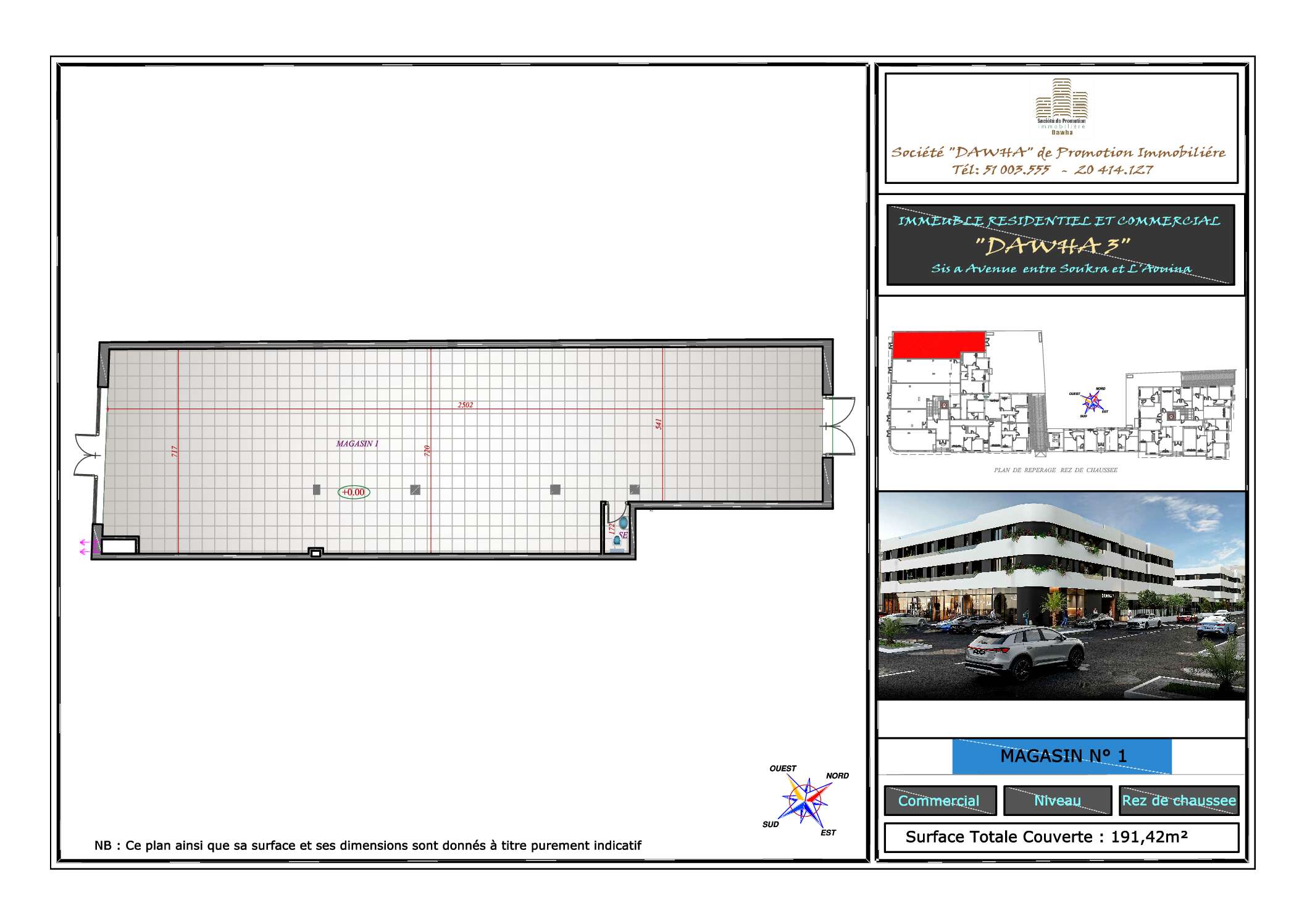 Magasin 1 : 191.42 m²